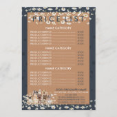 Navy Brown Daisy Flower Dog Groomer Prijslijst Menu (Voorkant)