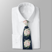 Navy bruiloft Stropdas roze pioenen (Gebonden)