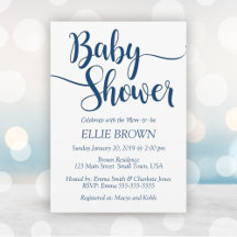 Navy Buffalo Pset Simple Baby shower Invitation