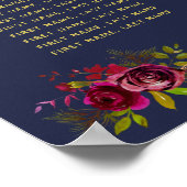 Navy Burgundy Floral Wedding Seating Chart Poster (Hoek)