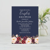 Navy Burgundy Marsala Wedding Couples Shower Kaart (Staand voorkant)