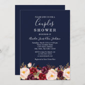 Navy Burgundy Marsala Wedding Couples Shower Kaart (Voorkant / Achterkant)