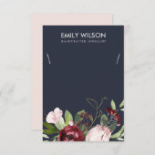 NAVY BURGUNDY PROTEA FLORAL KETTING DISPLAY KAART (Voorkant / Achterkant)