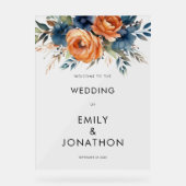 Navy Burnt Orange Florals Welcome Wedding  (Recto)