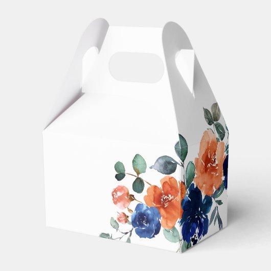 Navy Burnt Sinaasappel Elegant Bloemen Vallen Brui Bedankdoosjes (Achterkant)