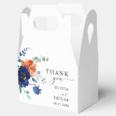 Navy Burnt Sinaasappel Elegant Bloemen Vallen Brui Bedankdoosjes (Geopend)