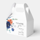 Navy Burnt Sinaasappel Elegant Bloemen Vallen Brui Bedankdoosjes (Voorkant Zijde)