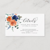 Navy Burnt Sinaasappel Herfst Bloemen bruiloft Det Informatiekaartje (Voorkant)