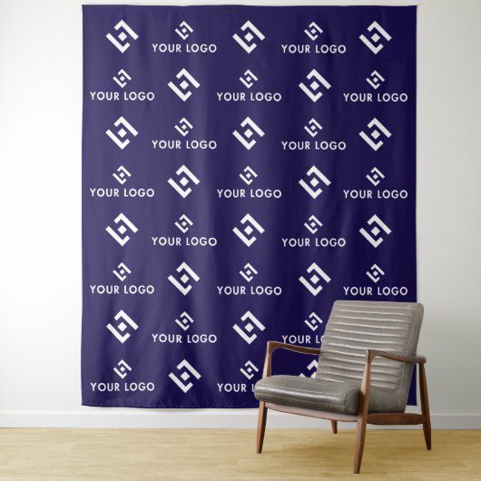 Navy Business Event Logo Step & Repeat Achtergrond Wandkleed (In situ)
