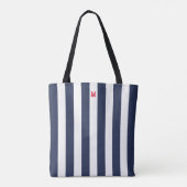 Navy Cabana Stripe en gepersonaliseerd rood monogr Draagtas (Achterkant)