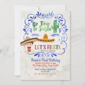 Navy Cactus Boy Mexicaanse Fiesta 1e verjaardag Kaart (Voorkant)