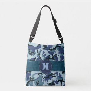 Navy camouflage crossbody tas