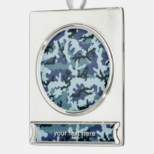 Navy camouflage verzilverd banner ornament