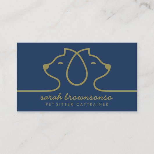 Navy Cat Line Logo Petsitter Dierenartsberoep Visitekaartje (Voorkant)