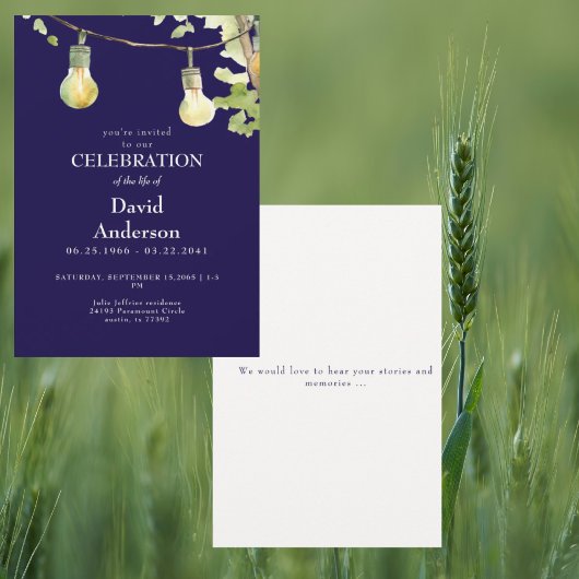 Navy Celebration of Life Invitation Kaart