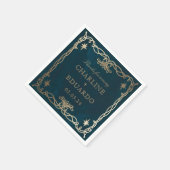 Navy Celestial Fantasy Gouden Ivy Bruiloft Servet (Hoek)