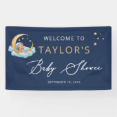 Navy Celestial Moon Stars Baby Shower Banner (Horizontaal)