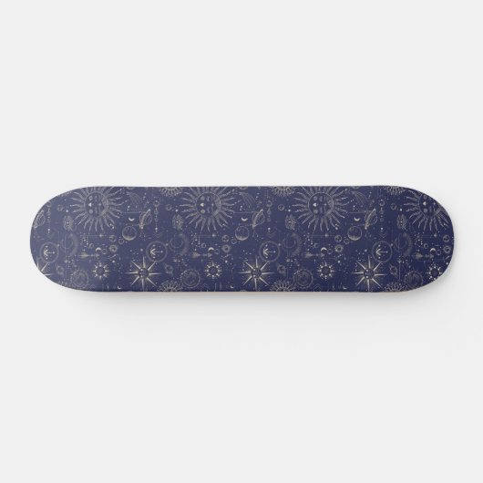 Navy Celestial Pattern Skateboard (Horizontaal)
