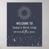 Navy Celestial Sun 1st Birthday Welcome Sign Poster (Voorkant)