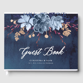 Navy Chalkboard Floral Wedding Guestbook Gastenboek