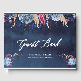 Navy Chalkboard Floral Wedding Guestbook Gastenboek