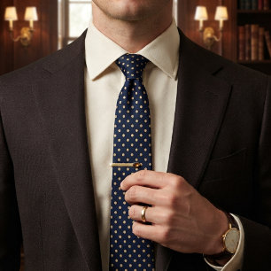 Navy & Champagne Klassieke Stip Stropdas