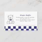 Navy Checkered Teddy Bear-Little Cub Luier Raffle Informatiekaartje (Voorkant)