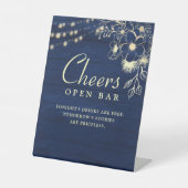 Navy Cheers Open Bar Trouwbord Reclamebord Met Voetstuk (Voorkant)