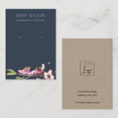 NAVY CHERRY BLOSSOM FLORAL EARRING DISPLAY LOGO VISITEKAARTJE (Voorkant / Achterkant)