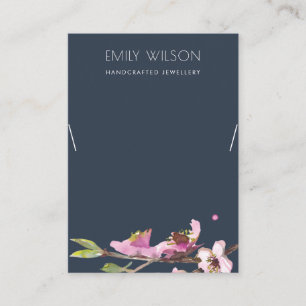 NAVY CHERRY BLOSSOM FLORAL KETTING DISPLAY LOGO VISITEKAARTJE