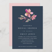 NAVY CHERRY BLOSSOM INVITATION FÊTE DES MARIÉES FL (Devant / Derrière)