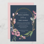 NAVY CHERRY BLOSSOM INVITATION FÊTE DES MARIÉES FL (Devant / Derrière)