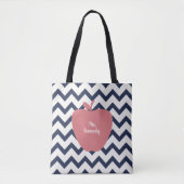 Navy Chevron Coral Apple leraar Draagtas (Voorkant)