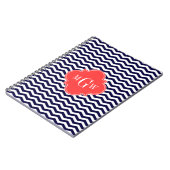 Navy Chevron Coral Red Quatrefoil 3 Monogram Tn Notitieboek (Linkerzijde)