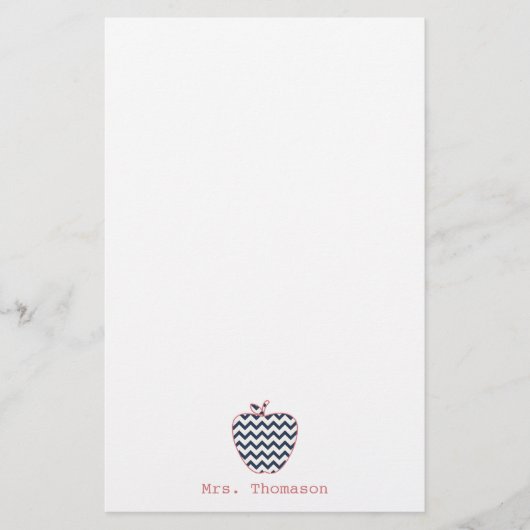 Navy Chevron en koraalleraar Apple Briefpapier (Voorkant)