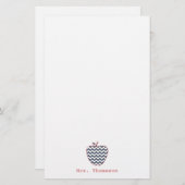 Navy Chevron en koraalleraar Apple Briefpapier (Voorkant / Achterkant)