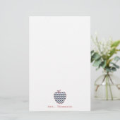 Navy Chevron en koraalleraar Apple Briefpapier (Staand voorkant)