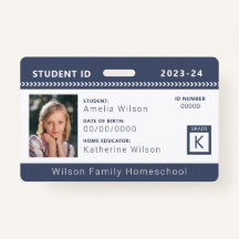 Navy Chevron Homeschool Student ID Badge