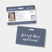 Navy Chevron Homeschool Student ID-badge Badge (Voor- en achterkant)
