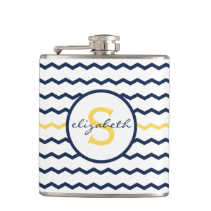 Navy Chevron Monogram Heupfles