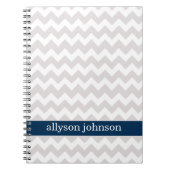 Navy Chevron Pattern Personalized Note Book Notitieboek (Voorkant)