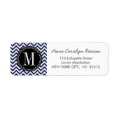 Navy Chevron Zigzag gepersonaliseerd monogram Etiket (Voorkant)