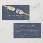 Navy Chic Pastry Spoon Spatula Chef Bake Visitekaartje (Voorkant / Achterkant)