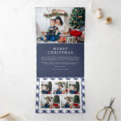 Navy Christmas Drievoudige Kaart (Binnen)
