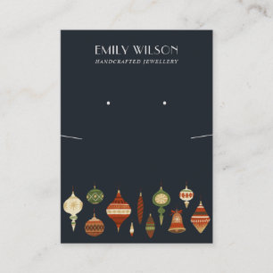 NAVY CHRISTMAS ORNAMENT KETTING EARRING DISPLAY VISITEKAARTJE