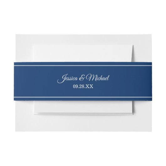 Navy Classic Elegant Script Wedding Uitnodigingen Wikkel (Voorkant Voorbeeld)