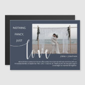 Navy Classic Modern Minimal Script Photo Magnet Magnetische Uitnodiging (Voorkant / Achterkant)