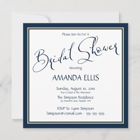 Navy Classique & Or - Invitation de Remise de Cade (Devant)