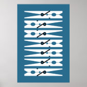 Navy  Clothes Pins Graphic Laundry Room Poster (Voorkant)