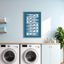 Navy  Clothes Pins Graphic Laundry Room